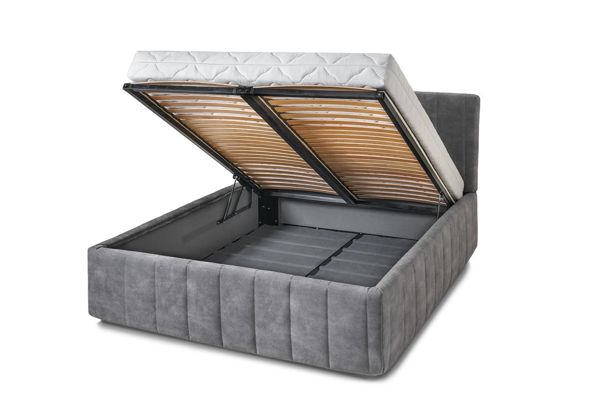 POLSTERBETT Reta 180x200 in Siena Dark Gray - Dunkelgrau, Holz - Letti Moderni