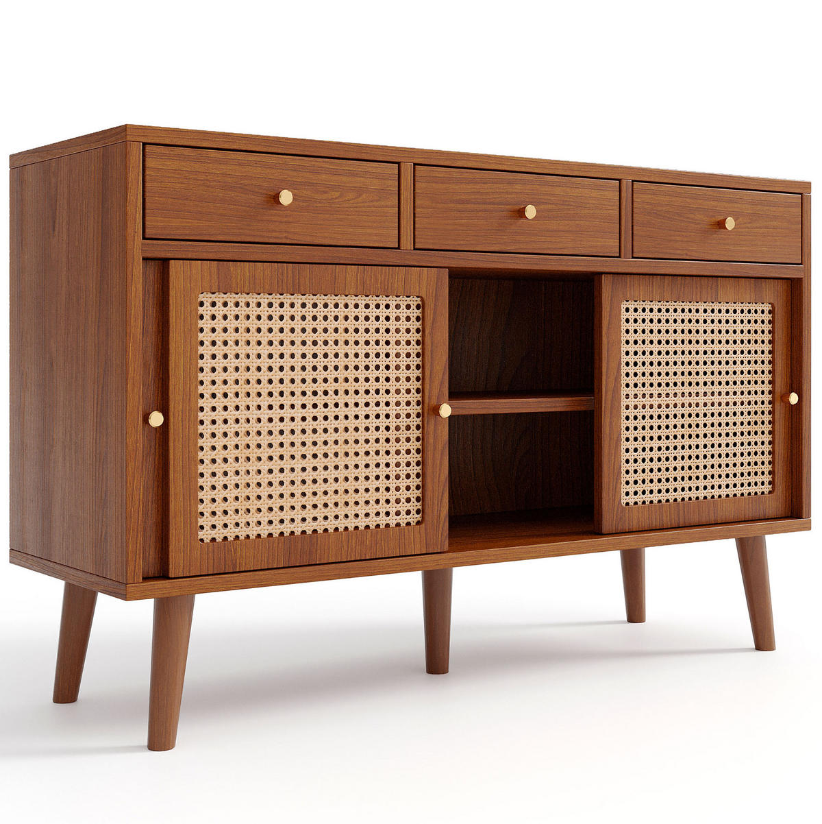 SIDEBOARD 120/40/78 cm Walnussfarben aus MDF mit 3 Schubladen und 3 Türen - Eichefarben, Holzwerkstoff (40/78/120cm) - OKMYHOME