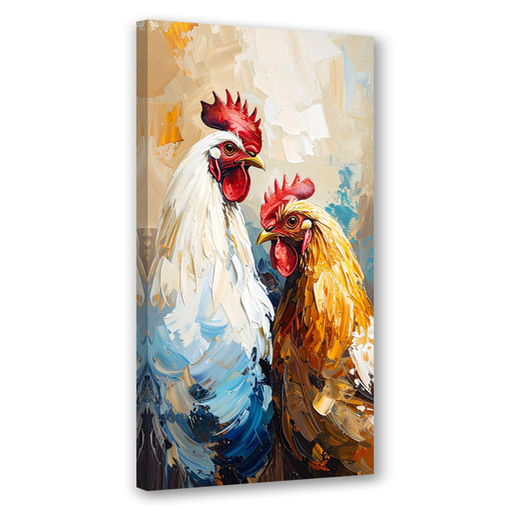 LEINWANDBILD Henne Hahn Vogel Tier 60x120cm - Beige, Textil (60/120cm) - Feeby