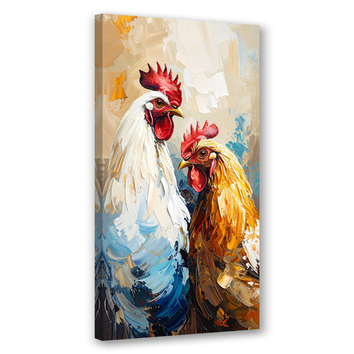 LEINWANDBILD Henne Hahn Vogel Tier 60x120cm - Beige, Textil (60/120cm) - Feeby