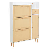 SCHUHSCHRANK aus MDF 90x125x17cm in Natur mit 3 Klappen & Schublade - Naturfarben, Holzwerkstoff (90/125/17cm) - Modfu