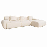 ECKSOFA Sheffield beige 4-Sitzer aus Cord - Beige, Kunststoff (312/104cm) - Concept Usine