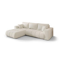ECKSOFA mit schlaffunktion und bettkasten MILO PREMIUM, stoff WIND, Ecru, Links - Ecru, Holz (280/190cm) - Kaiser Möbel