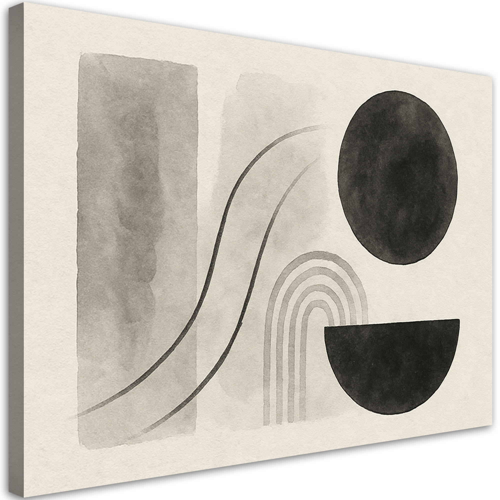 LEINWANDBILD Geometrie Abstraktion Aquarell Beige 60x40cm - Grau, Textil (60/40cm) - Feeby