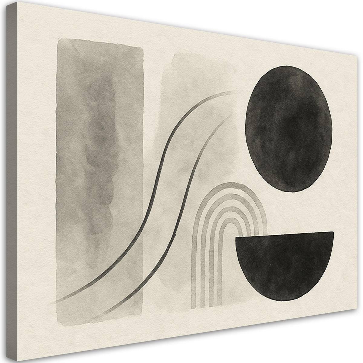 LEINWANDBILD Geometrie Abstraktion Aquarell Beige 60x40cm - Grau, Textil (60/40cm) - Feeby