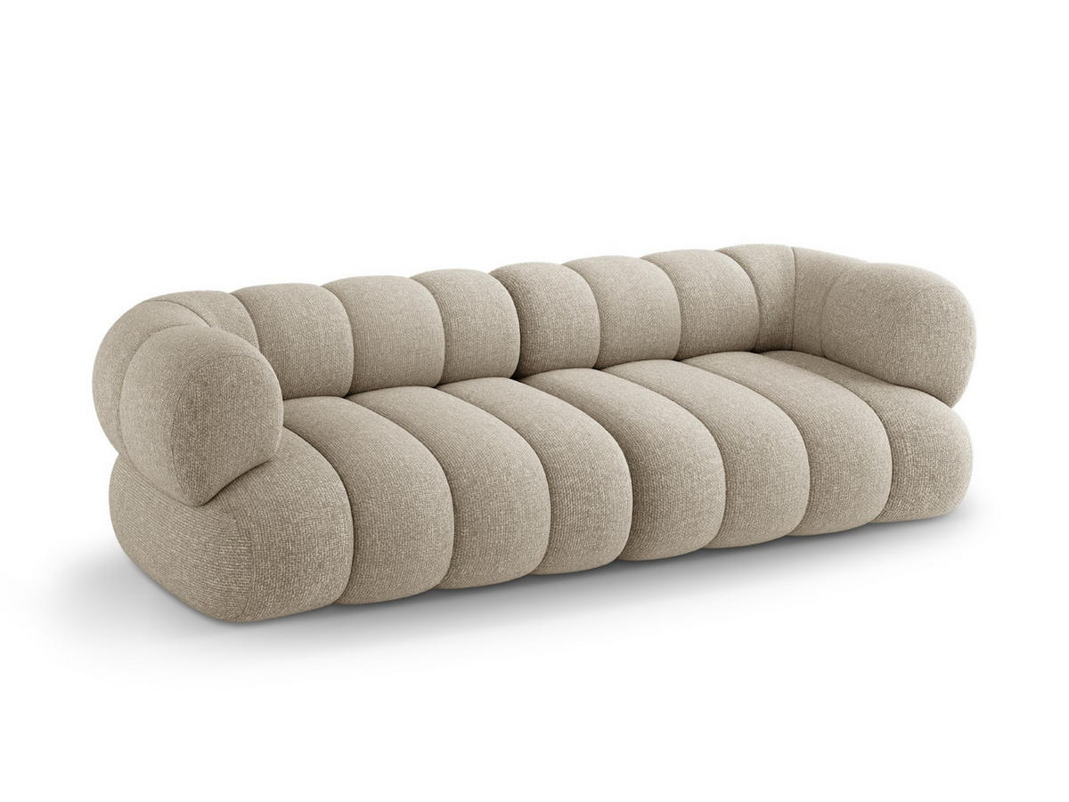 SOFA Koge aus Chenille-Stoff dunkelbeige 4 Sitzplätze - Mokka, Textil (95/70/240cm) - Cosmopolitan Design