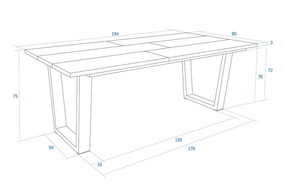 ESSZIMMERTISCH, Dunkler Eiche, 194/90/74 cm - Dunkelbraun/Schwarz, Holzwerkstoff (194/90/74cm) - Skraut Home