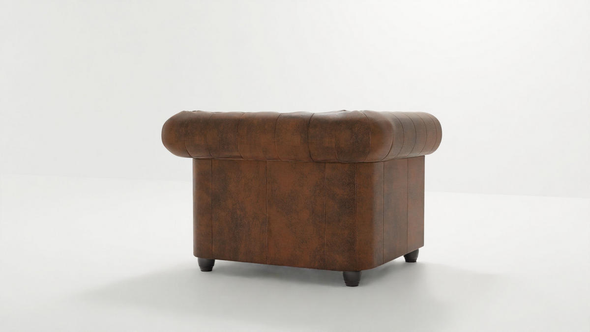 CHESTERFIELD-SESSEL Flux Braun Microfaser Vintageoptik - Braun, Holz/Textil (94/72/86cm) - S-Style Möbel