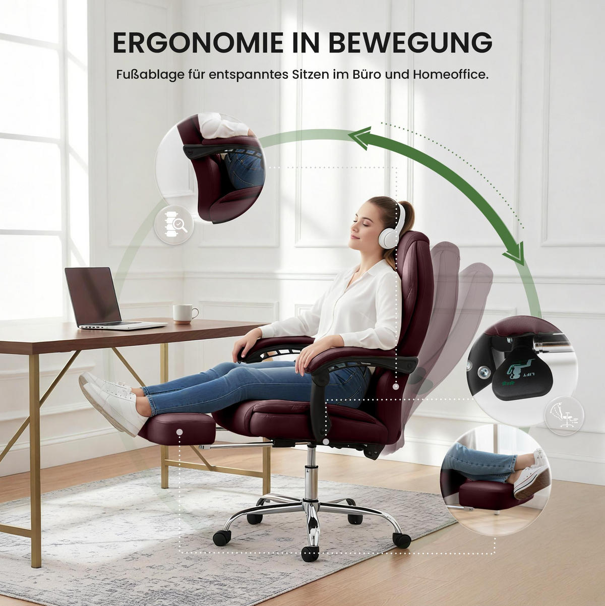 CHEFSESSEL Lederlook Bordeauxrot - Chromfarben/Bordeaux, Textil/Metall (67/114/64cm) - CLP