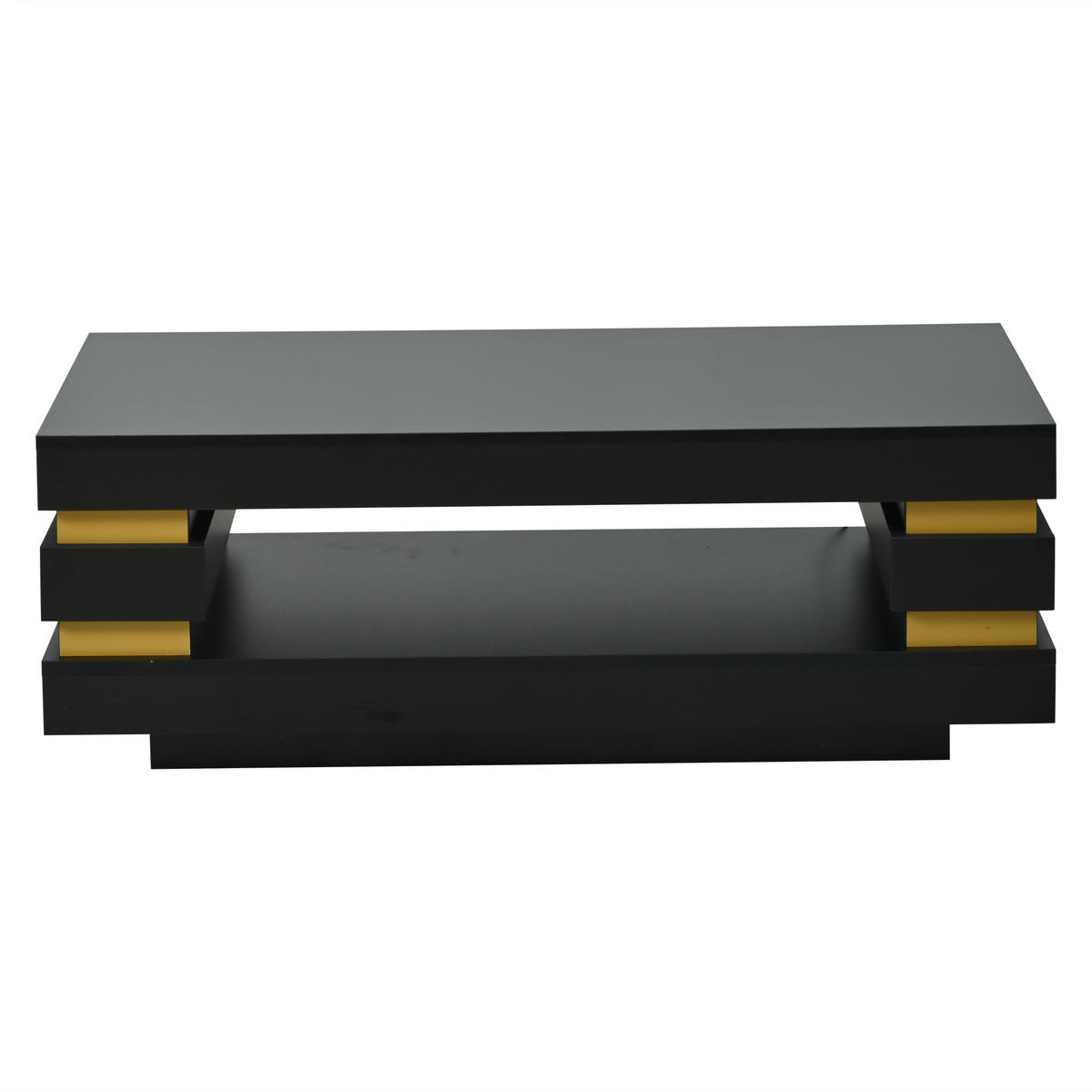 COUCHTISCH Schwarz LED 100x50x35cm mit Stauraum und Spanplatte - Schwarz, Holzwerkstoff (100/50/35cm) - FLIEKS