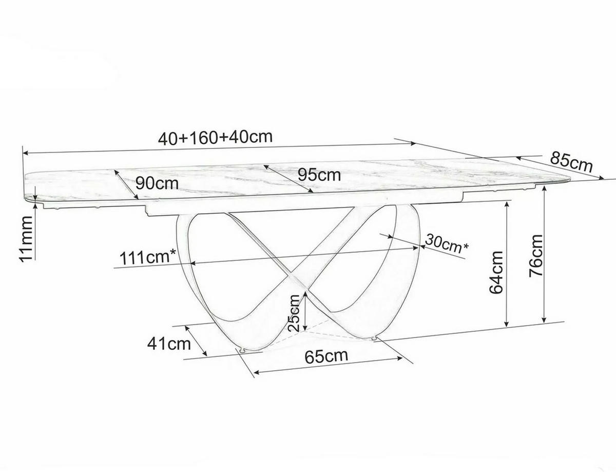 ESSTISCH Finity Weiß Marmor / Kupferfarben 160-240 / 90 / 75cm - Weiß/Kupferfarben, Holz/Metall (90/240/75cm) - Feldmann-Wohnen