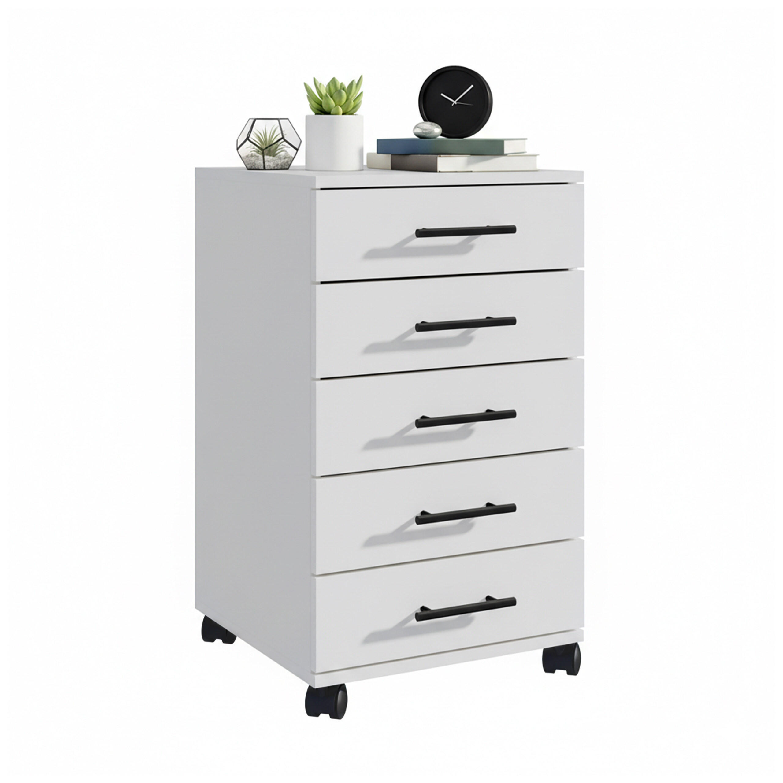 ROLLCONTAINER - Schwarz/Weiß, Holzwerkstoff/Kunststoff (40/69/40cm) - Relaxdays