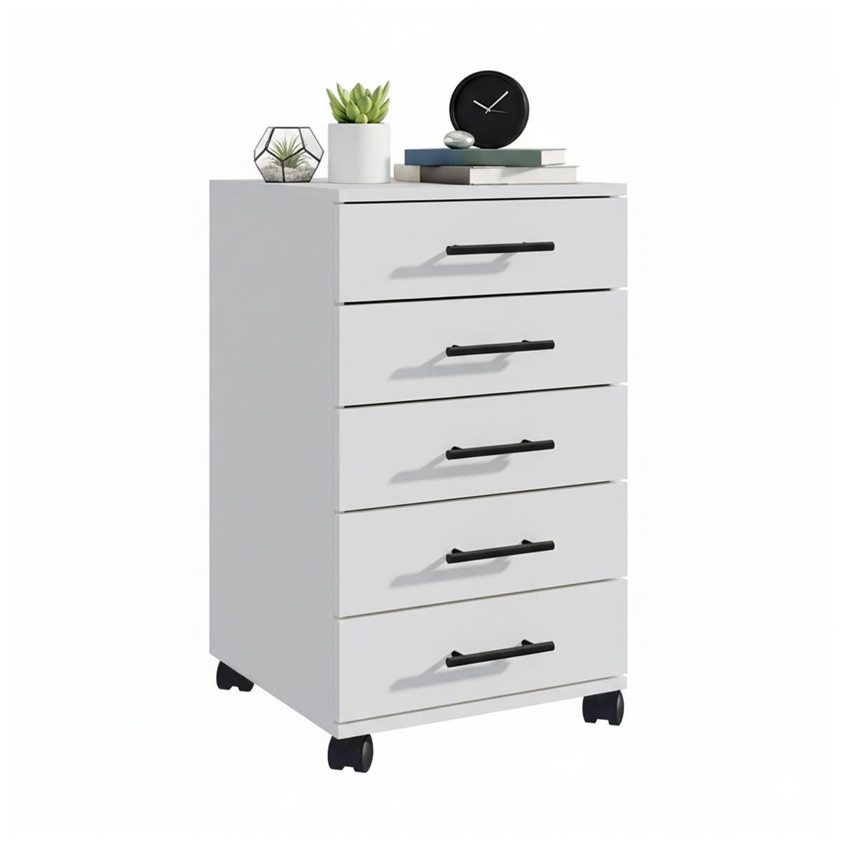 ROLLCONTAINER - Schwarz/Weiß, Holzwerkstoff/Kunststoff (40/69/40cm) - Relaxdays