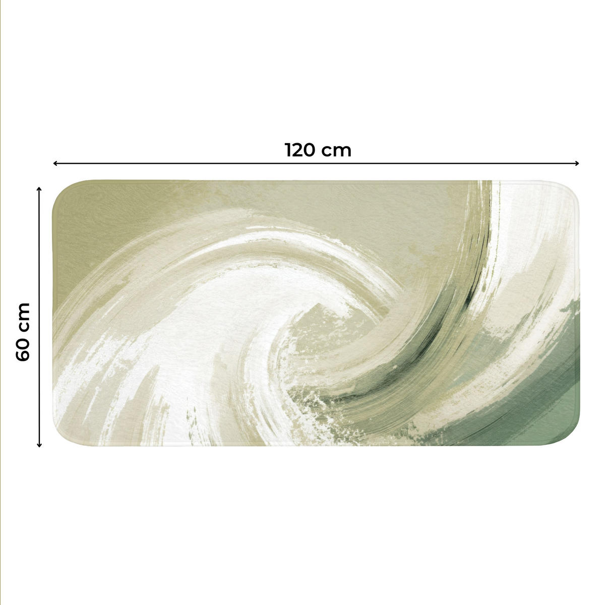WC PŘEDLOŽKA Abstraktní - Tahy štětcem - Vlny - Zelená 120x60 cm - mátově zelená, textil/plast (120/1cm) - OnlyWow