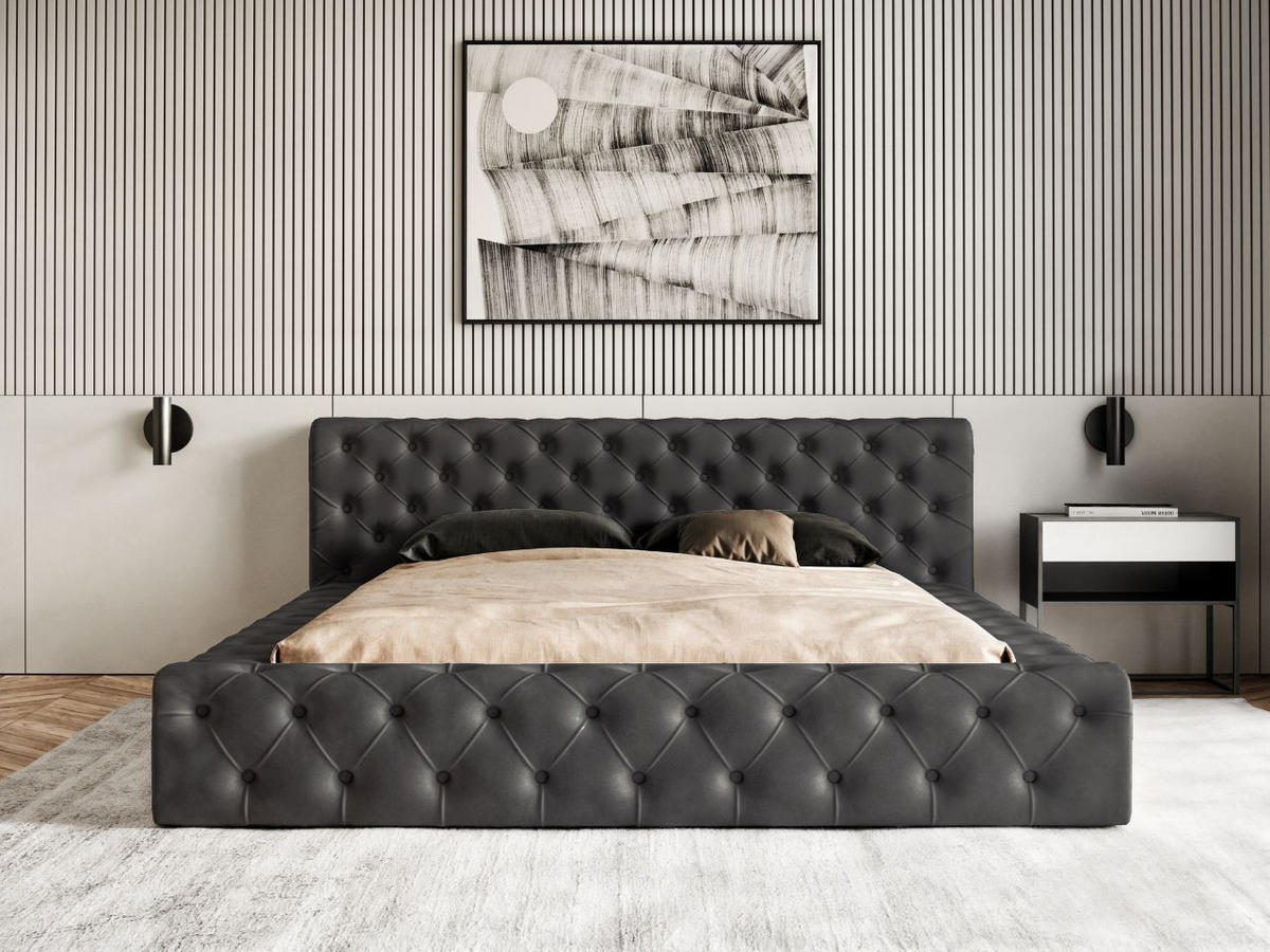 POLSTERBETT Palini 180x200 Schwarz - Schwarz, Textil (180/200cm) - Graingold