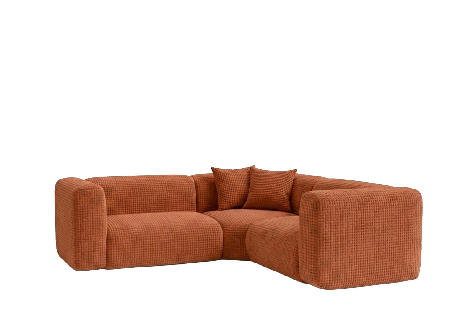 ECKSOFA Modulares, Corner mini, Chenille-Stoff Cremona, Kupfer, GRETA - Kupferfarben, Holz (380/190cm) - Kaiser Möbel