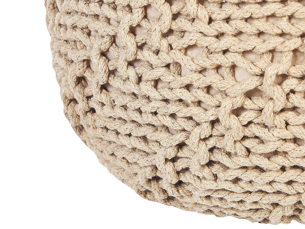 POUF Priene 50/50/35 cm - Beige, Naturmaterialen/Textil (50/35/50cm) - Beliani