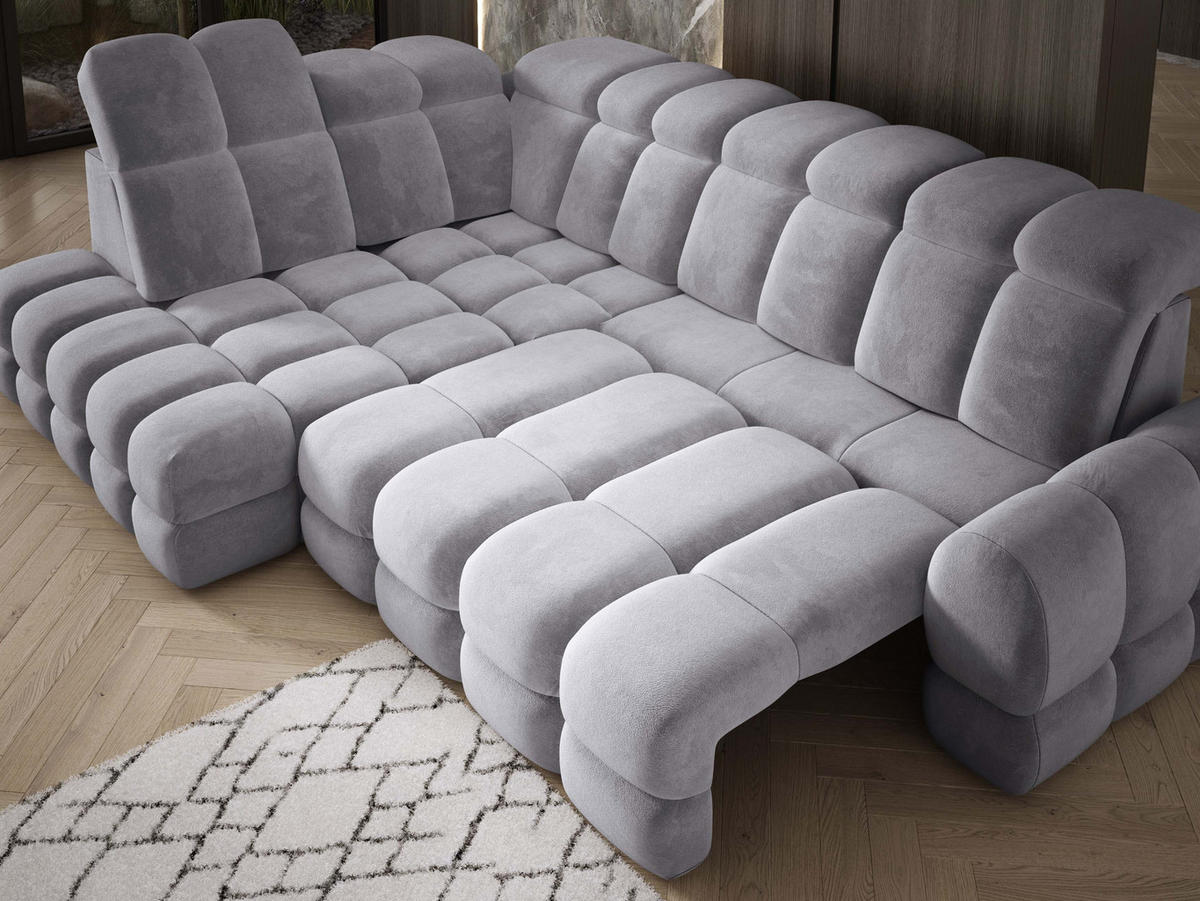 ECKSOFA TOLLO Salvador-stoff L-form 302x217x105 cm grau - Grau, Holz/Textil (302/217cm) - DomoHome