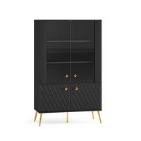 GESCHIRRSCHRANK Manoé Schwarz - Schwarz, Holzwerkstoff (92/149/40cm) - Petits-meubles