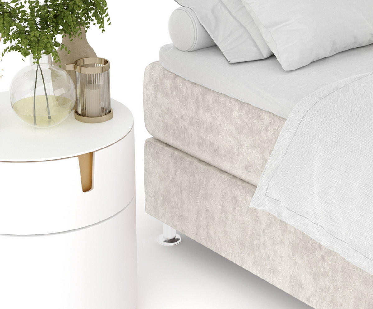 BOXSPRINGBETT Sub Ecru 160/200 cm mit Latex-Topper - Ecru/Silberfarben, Holz/Holzwerkstoff (160/200cm) - Maison de Reve