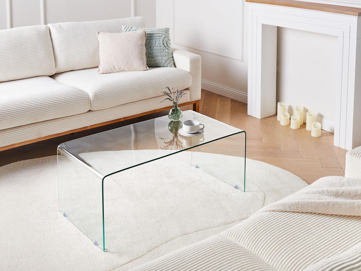 COUCHTISCH Glas transparent 100/50/40 cm Kendall - Transparent, Glas (50/100/40cm) - Beliani