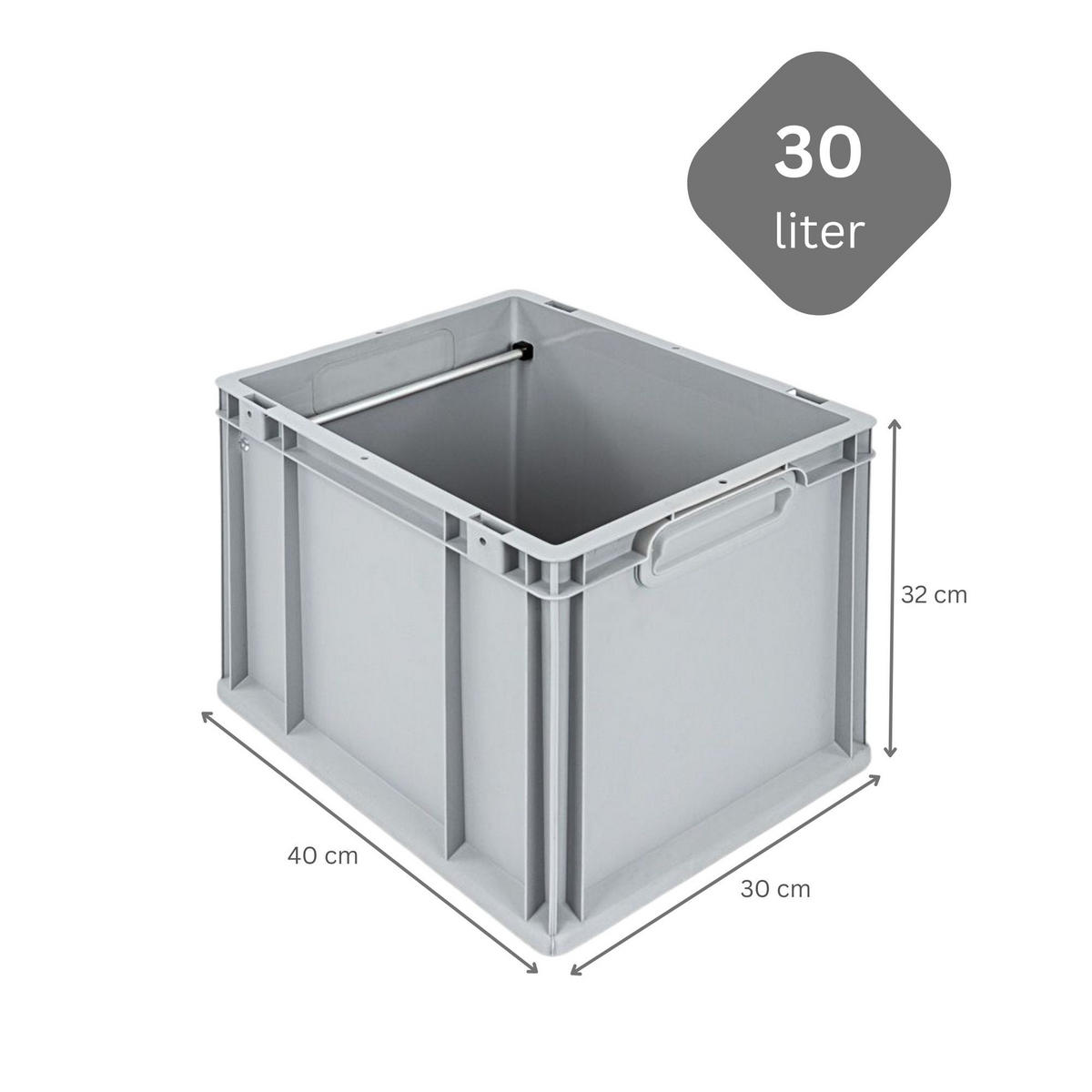 HÄNGEREGISTERBOX NextGen, HxBxT 32x30x40cm, 30 Liter, Griffe grau geschlossen, Grau - Grau, Kunststoff (30/32/40cm) - PROREGAL