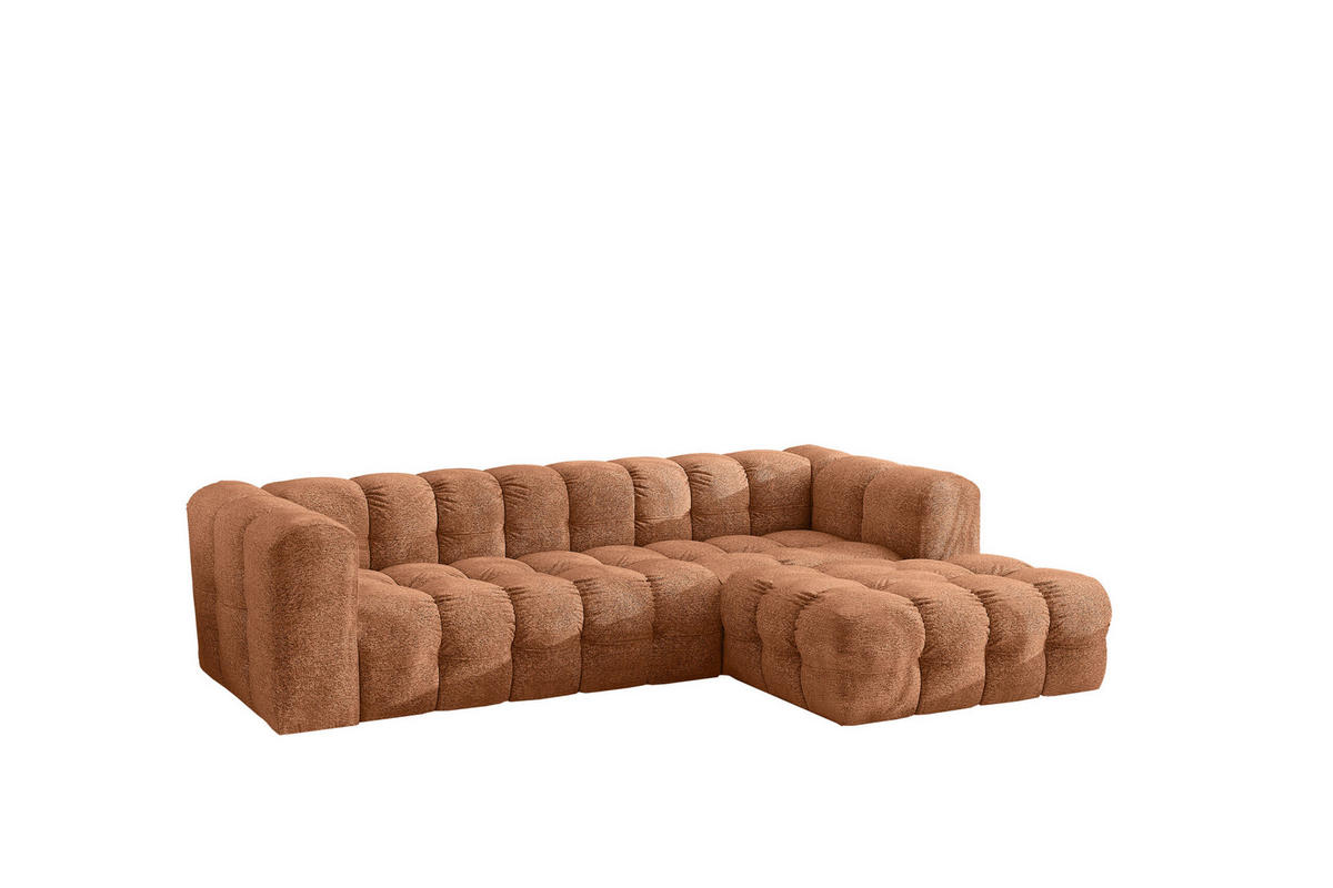 ECKSOFA L-form BALOO L, Chenille-Stoff Arena, Orange, Rechts - Orange, Holz (280/193cm) - Kaiser Möbel