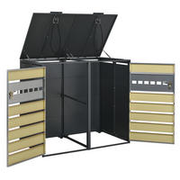MÜLLTONNENBOX abschließbar 2 Türen Klappdeckel Stauraum - Multicolor, Metall (80/118.5/132cm) - FLIEKS