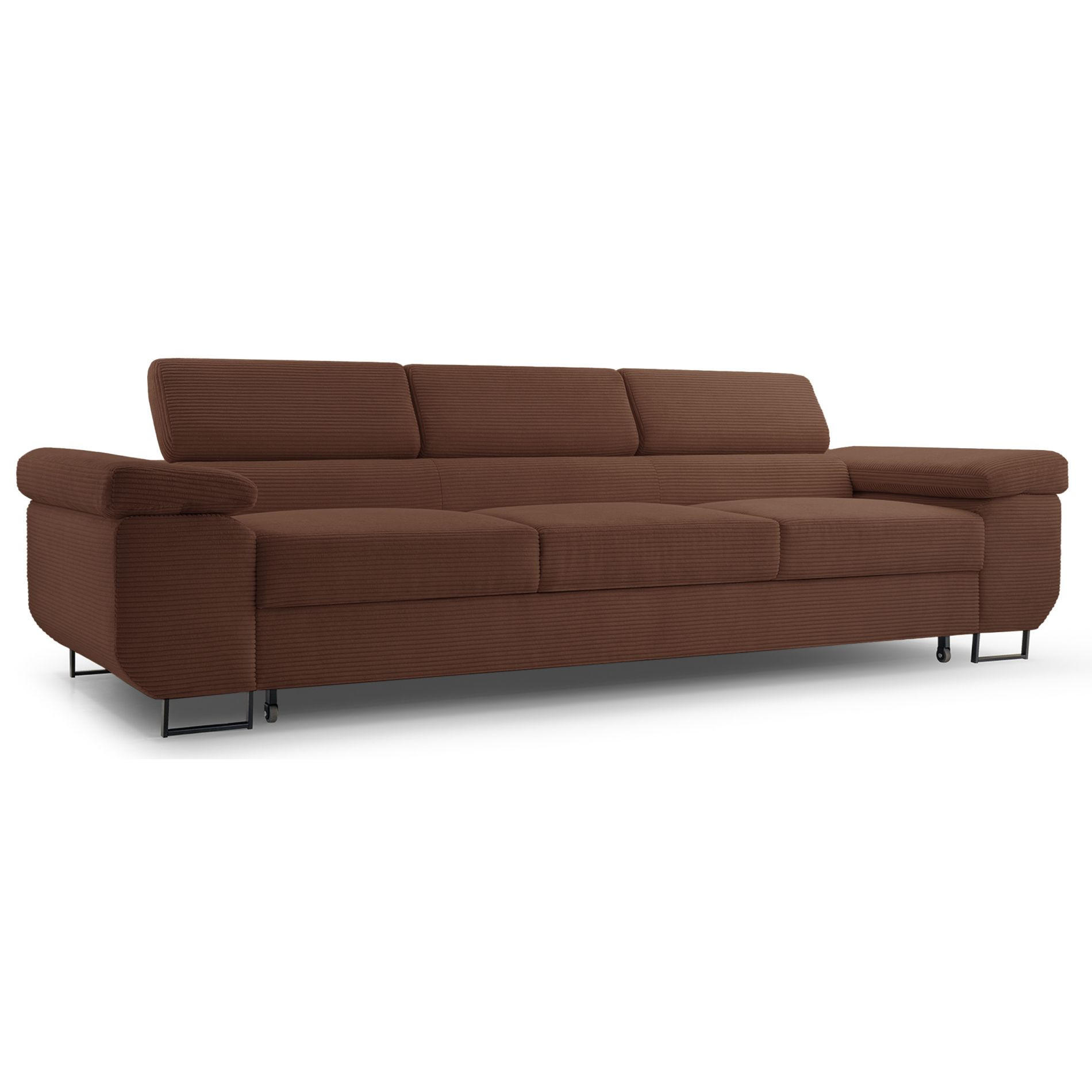 3-SITZER SOFA Capurso Rostbraun Cord - Dunkelorange/Schwarz, Textil/Metall (274/90/98cm) - Selsey