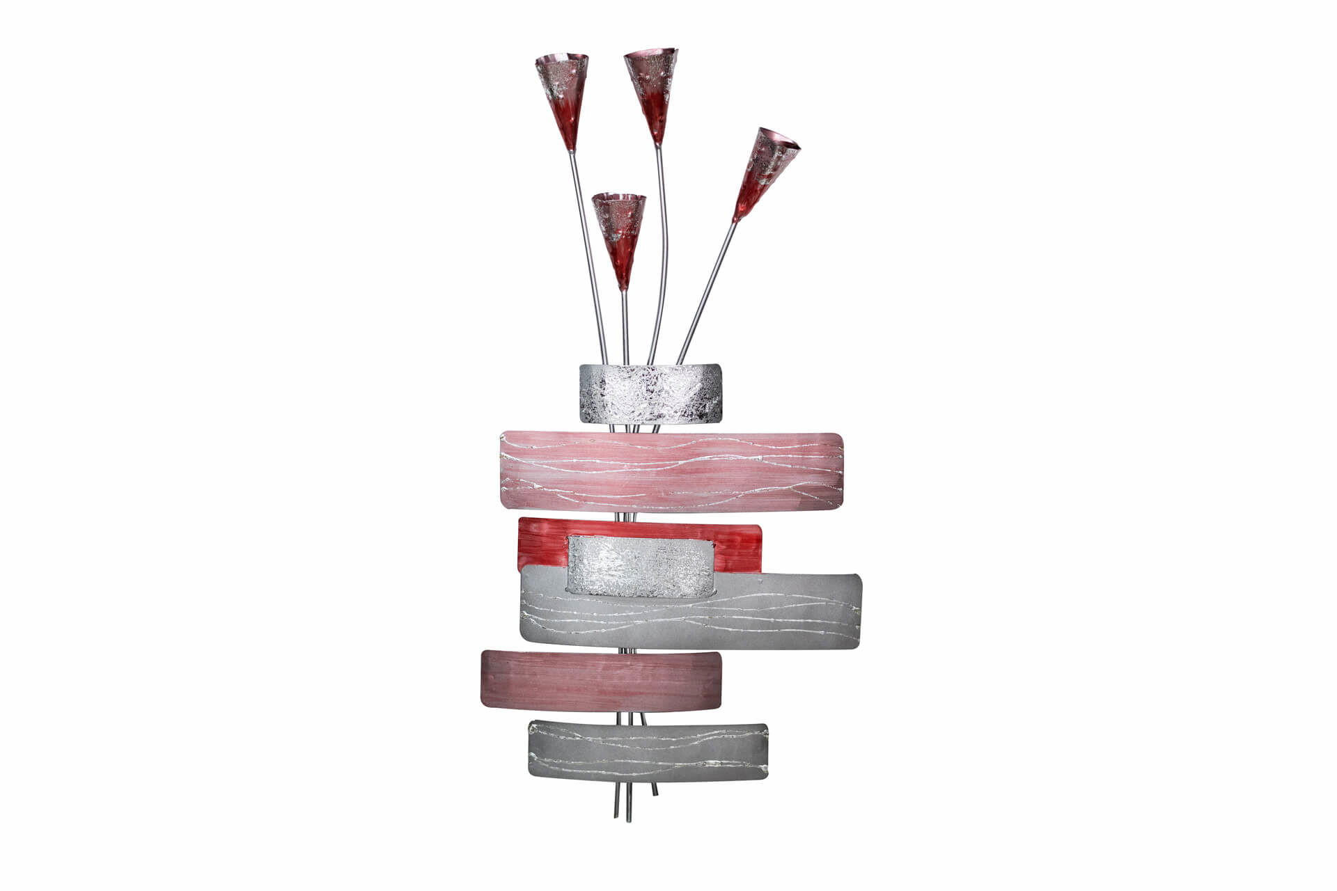 WANDDEKO Rot 38/80 cm - Rot/Grau, Metall (1.2/80/6cm) - KUNSTLOFT