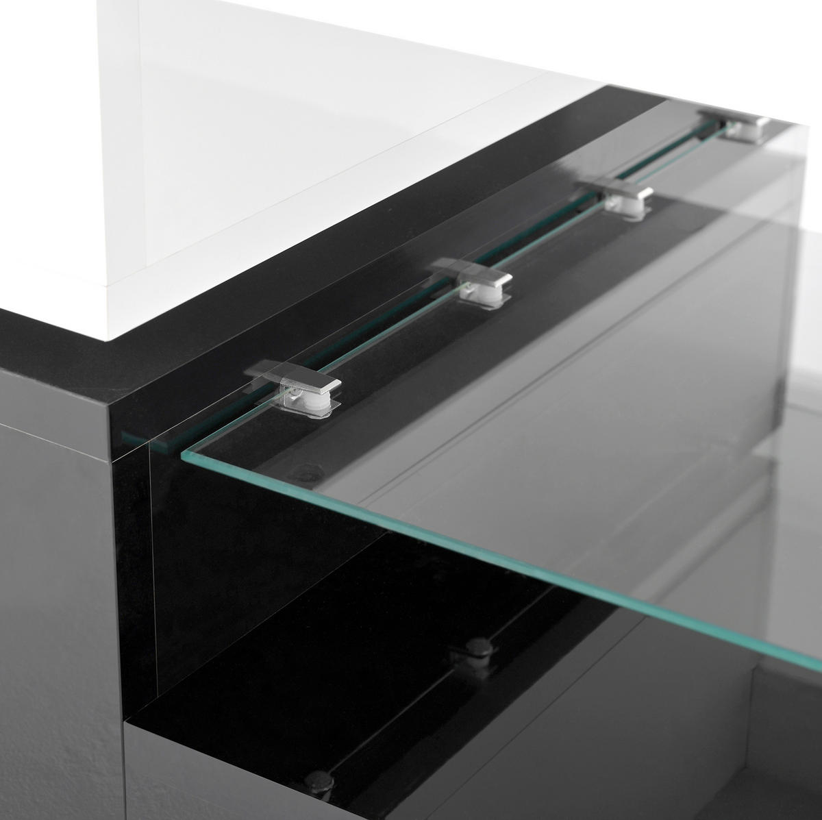 KONFERENČNÍ stolek, 90/45/35,5 cm, dřevotříska černá/bílá, LED osvětlení - bílá, kompozitní dřevo (90/45/35.5cm) - BEAOK