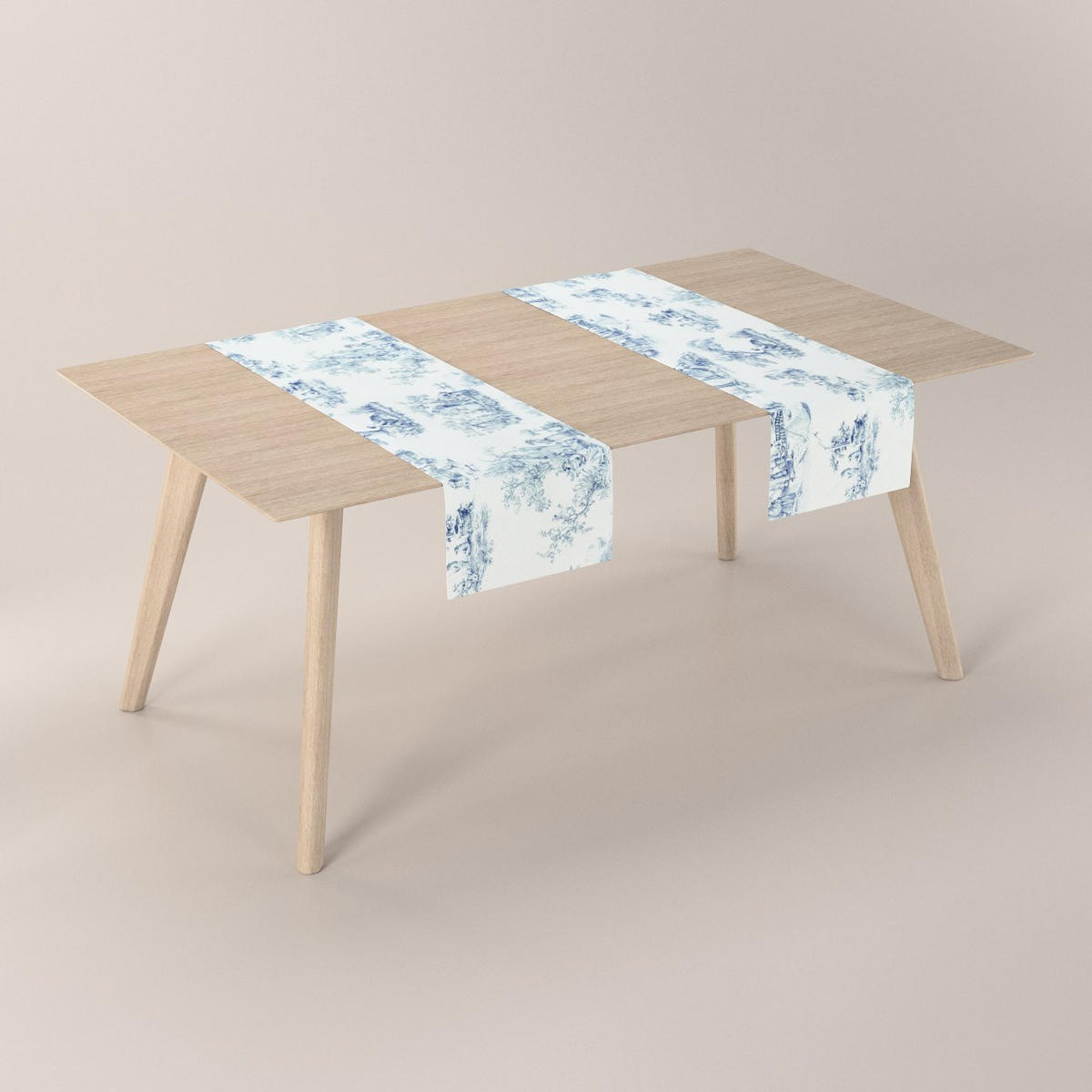 TISCHLÄUFER Avinon, weiß und blau, 40x130 cm - Blau, Textil (40/130cm) - Dekoria