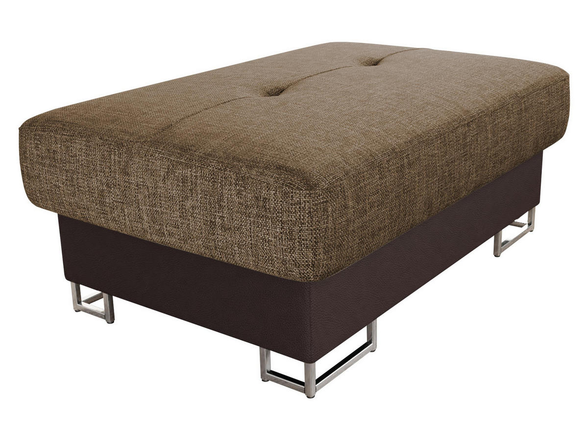 POLSTERHOCKER Cotere - Hellbraun/Silberfarben, Holz/Metall (104/42/67cm) - MIRJAN24