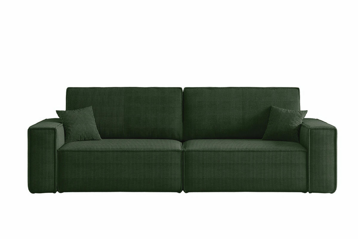SCHLAFSOFA HUGO, Sofa mit Schlaffunktion und Bettkasten, Farbe: Grün, Cordstoff - Grün, Textil (244/83/98cm) - VENASI MÖBEL