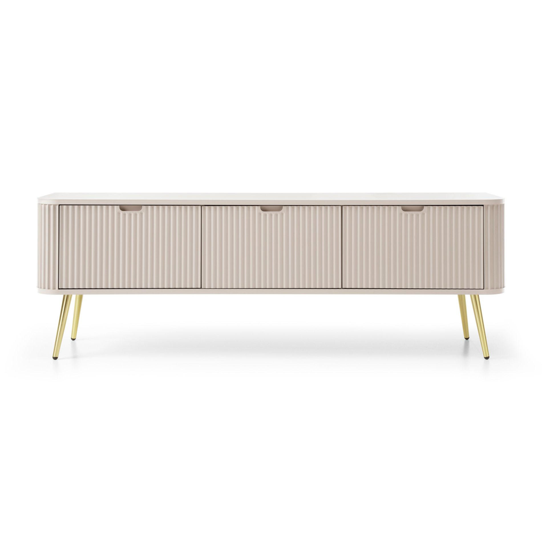 TV-SCHRANK Zova Greige mit goldenen Beinen 168 cm - Taupe/Goldfarben, Holzwerkstoff/Metall (168/56/39cm) - Selsey
