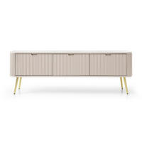 TV-SCHRANK Zova Greige mit goldenen Beinen 168 cm - Taupe/Goldfarben, Holzwerkstoff/Metall (168/56/39cm) - Selsey