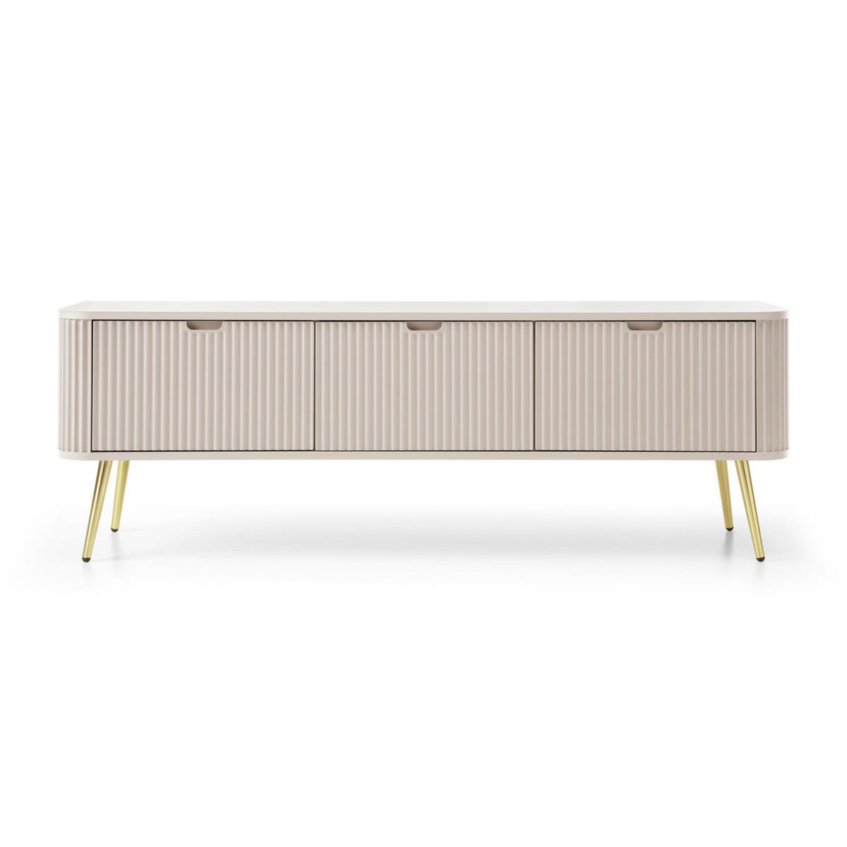 TV-SCHRANK Zova Greige mit goldenen Beinen 168 cm - Taupe/Goldfarben, Holzwerkstoff/Metall (168/56/39cm) - Selsey