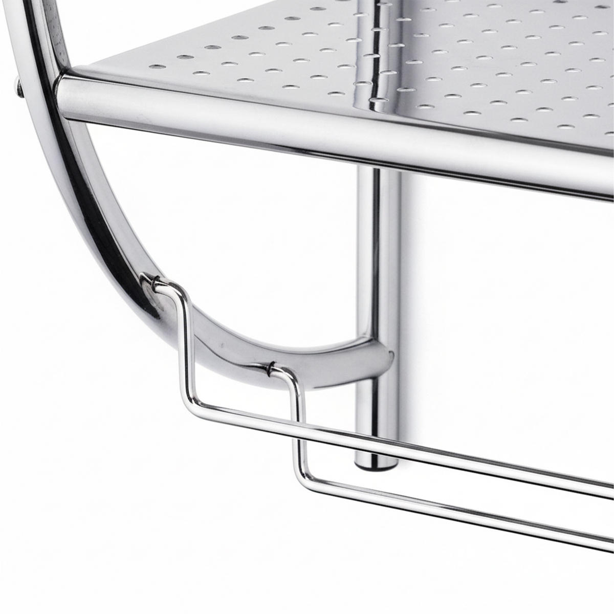 KÚPEĽŇOVÁ polica - strieborná, kov (44.5/54.5/25.5cm) - Relaxdays