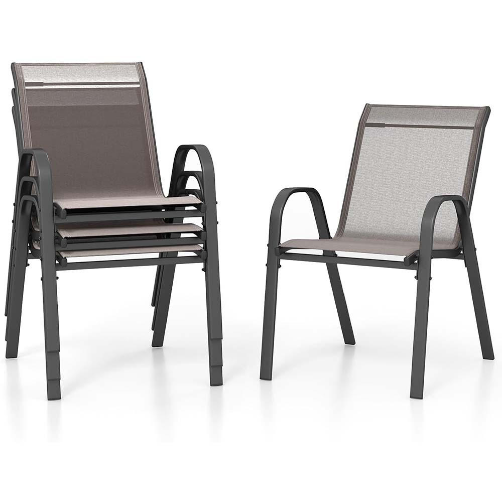 GARTENSTÜHLE Grau(4-teilig) - Grau, Metall (70/84/56cm) - COSTWAY