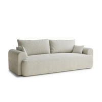 SOFA MIT SCHLAFFUNKTION Toluca Creme Chenille-Stoff - Creme/Schwarz, Holz/Holzwerkstoff (247/69/90cm) - Maison de Reve