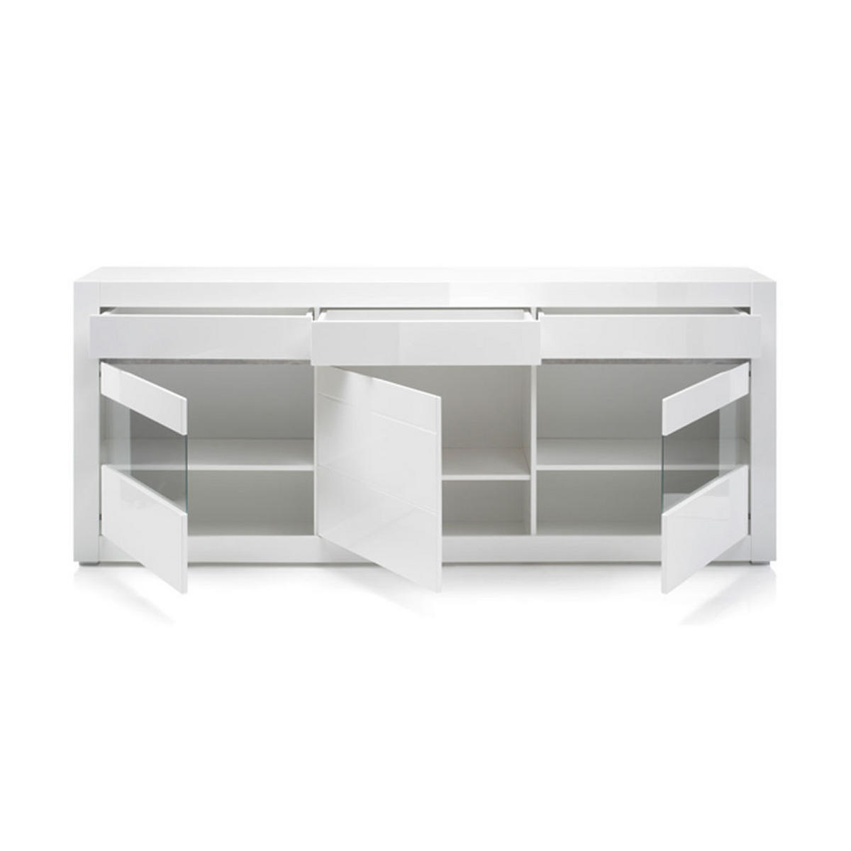 SIDEBOARD Carat weiß Hochglanz 217 cm / 42 cm / 90 cm - Weiß, Holz/Holzwerkstoff (217/90/42cm) - Feldmann-Wohnen