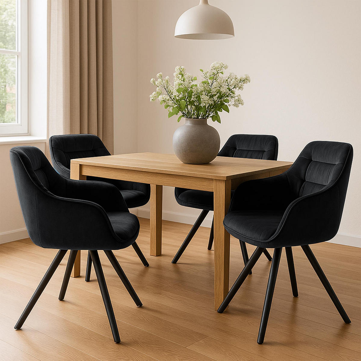 ARMLEHNENSTUHL Samt schwarz - Schwarz, Textil/Metall (57/90/63cm) - CLP