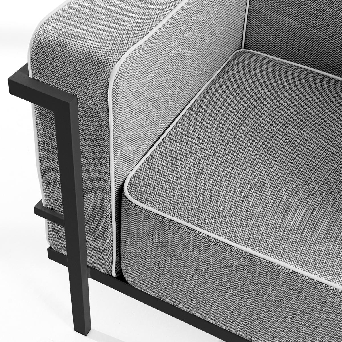 GARTENSOFA TRIGLO 2-Personen, Stahlrahmen, Modern, Dunkelgrau - Dunkelgrau/Schwarz, Textil/Metall (164/70/69cm) - KONSIMO®