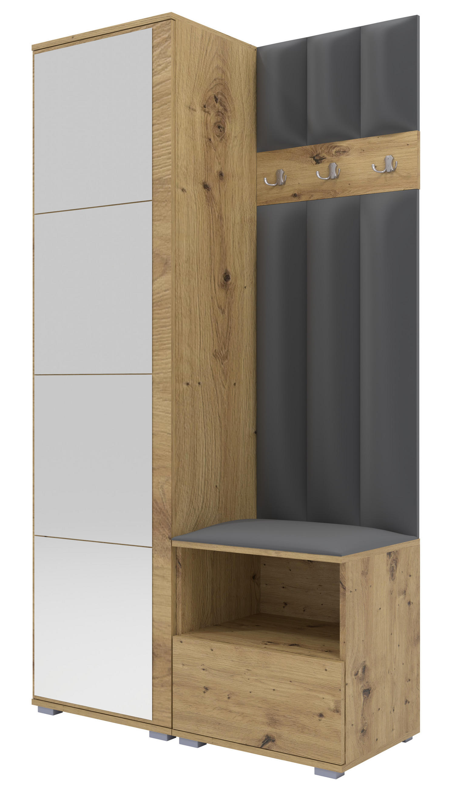Ravio Gepolstert Eiche Artisan, Dunkelgrau 100x187x40 cm