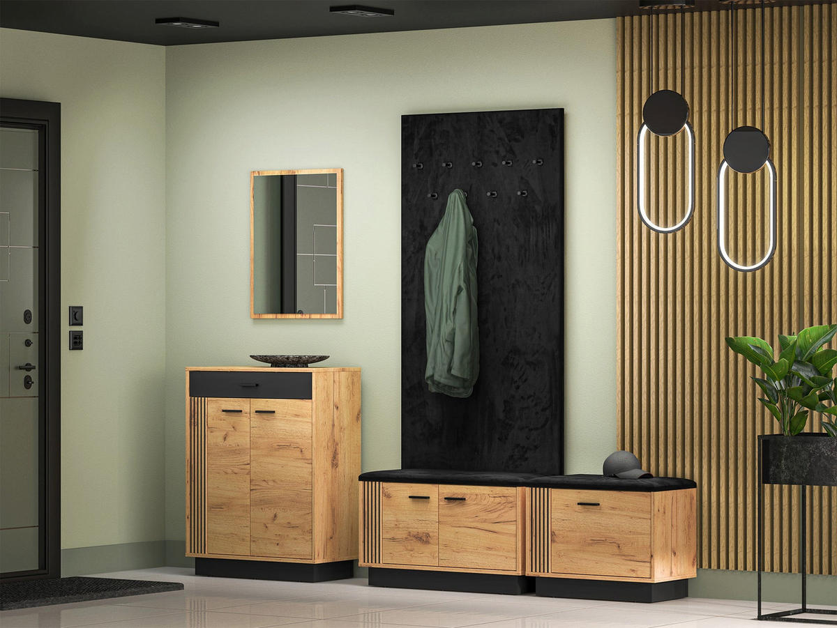 GARDEROBE Vasco Schwarz 80 cm - Schwarz, Holzwerkstoff (80/152.3/7.5cm) - Homebook