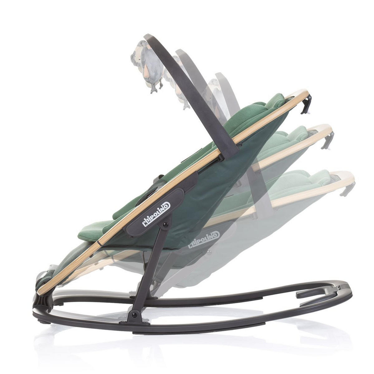 BABYWIPPE Senso grün Holzoptik, Kopfstütze, 3-Punkt-Gurt, verstellbare Rückenlehne - Grün, Metall - Chipolino