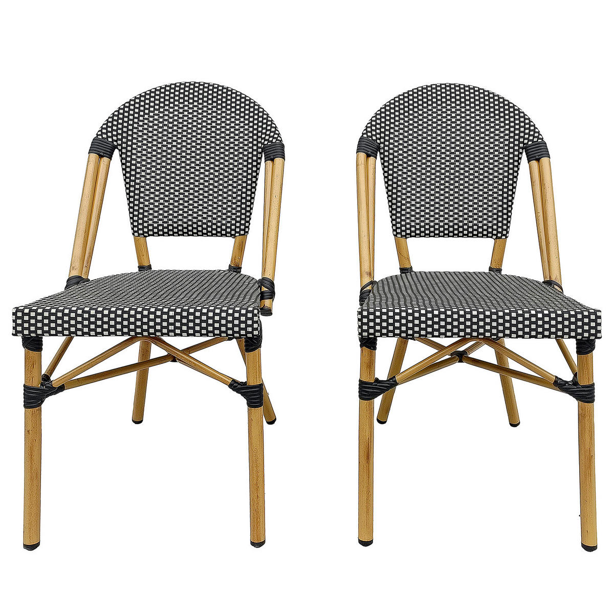 GARTENSTUHL - Aluminium / Textilene - Schwarz / Weiß - 2er-Set - Schwarz/Weiß, Textil/Metall (46/99/58cm) - home24