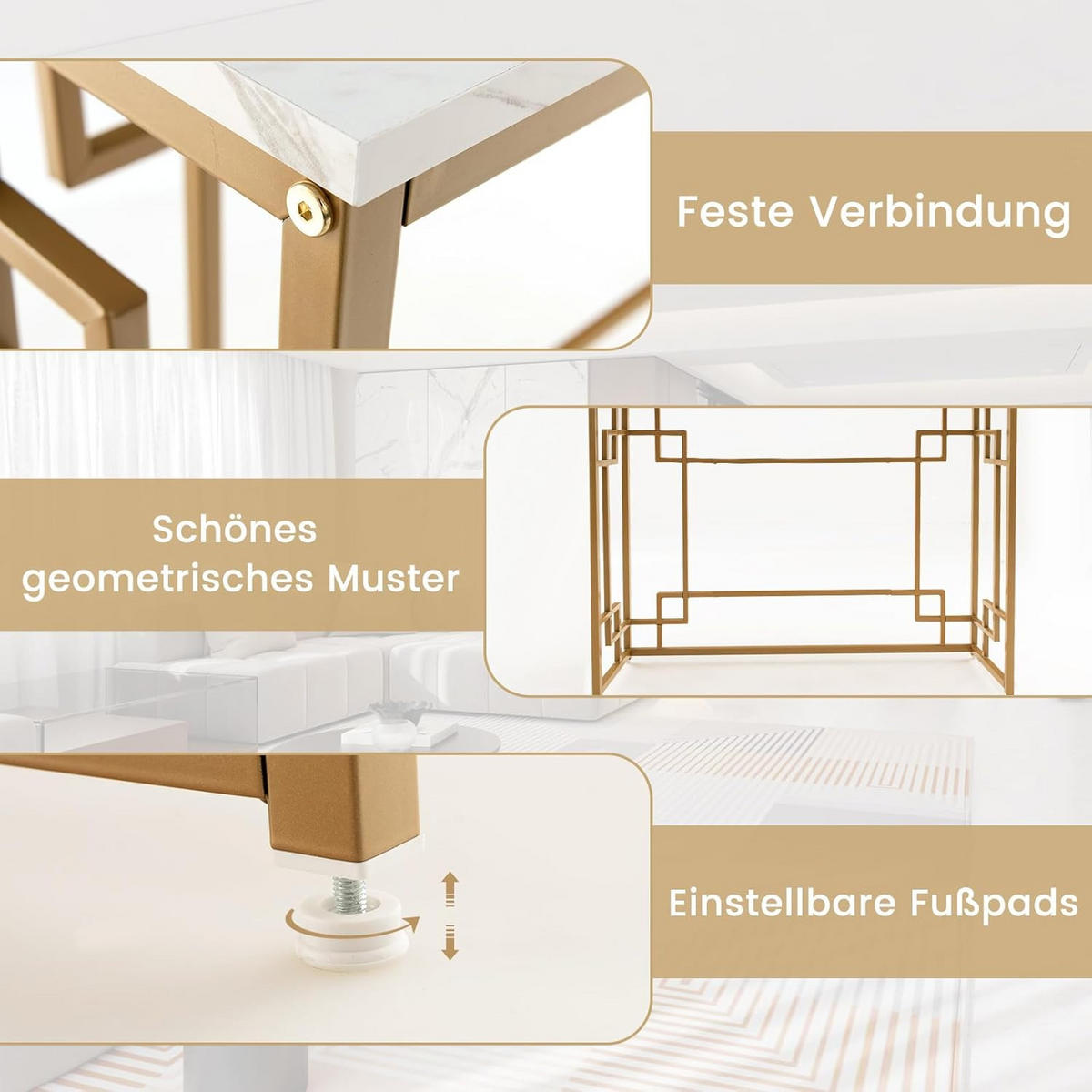 KONSOLENTISCH 81cm Weiß - Weiß, Metall (110/30/81cm) - COSTWAY