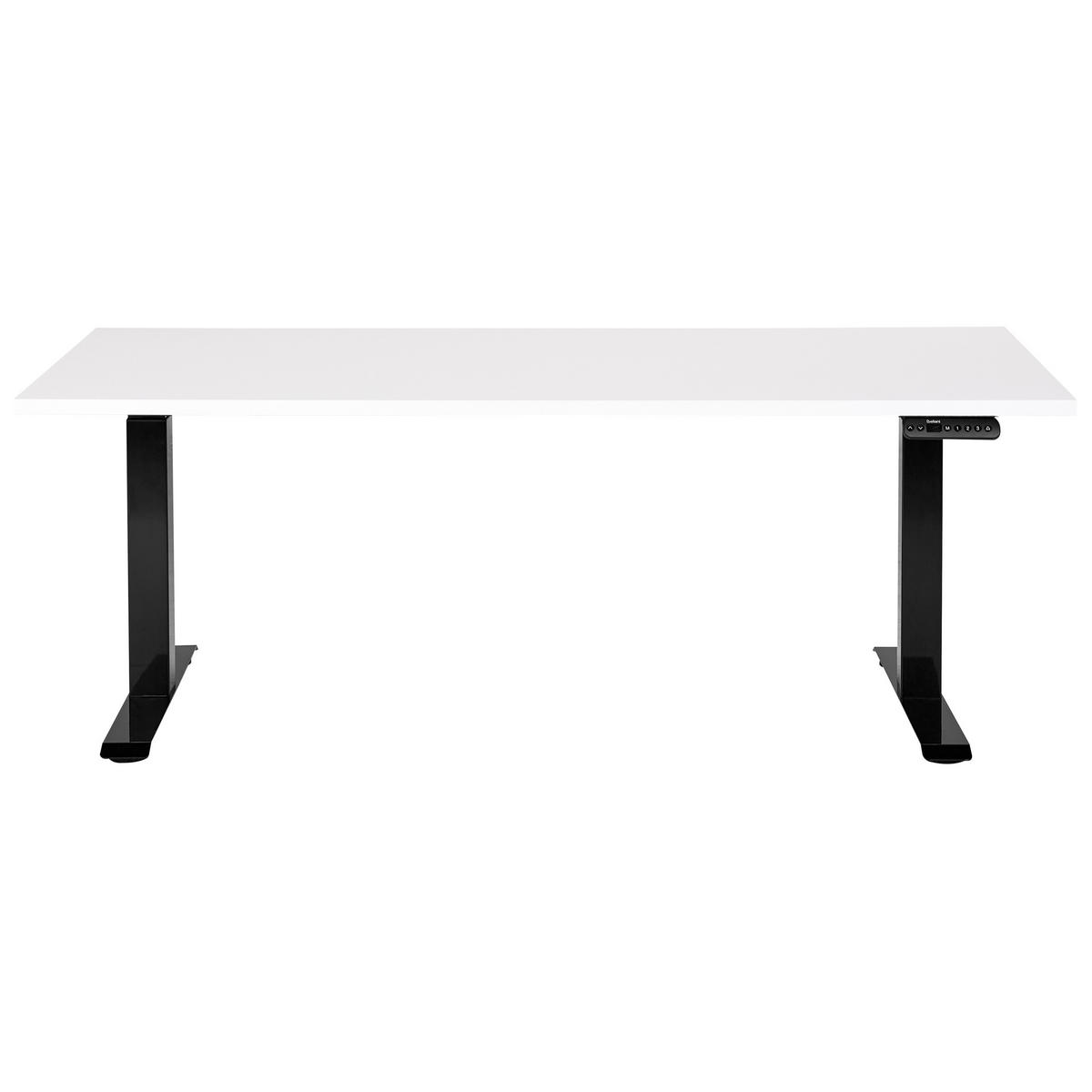 SCHREIBTISCH weißschwarz 160/72 cm elektrisch höhenverstellbar Destin III - Schwarz/Weiß, Holz (72/160/63cm) - Beliani