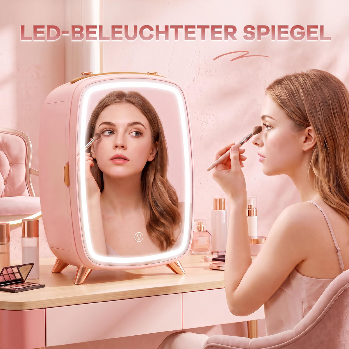 MINI-KOSMETIKKÜHLSCHRANK Kunststoff Glas Rosa - Rosa, Kunststoff (19.4/35.6/24.3cm) - HOMCOM